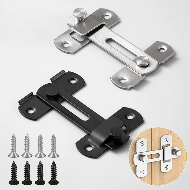 Stainless Steel Barn Door Locks 180° Flip Sliding Latch for Garage Bathroom Window Closet Durable Hardware Accessory