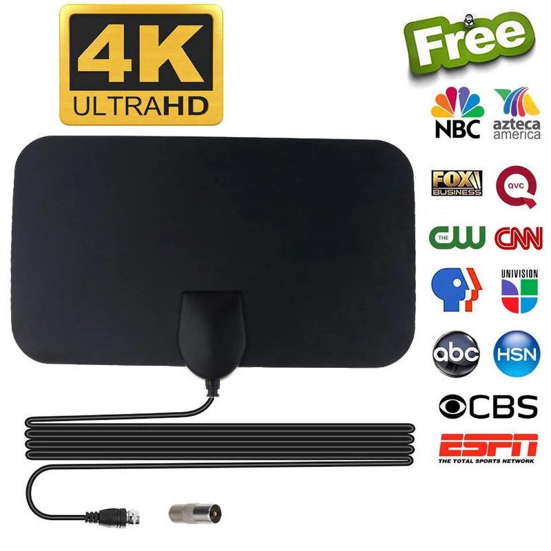 TV 안테나 스마트 TV 디지털 안테나, HDTV 4K 1080P 신호 증폭기, 500 마일 범위 향상, 4K TV 안테나 디지털 신호