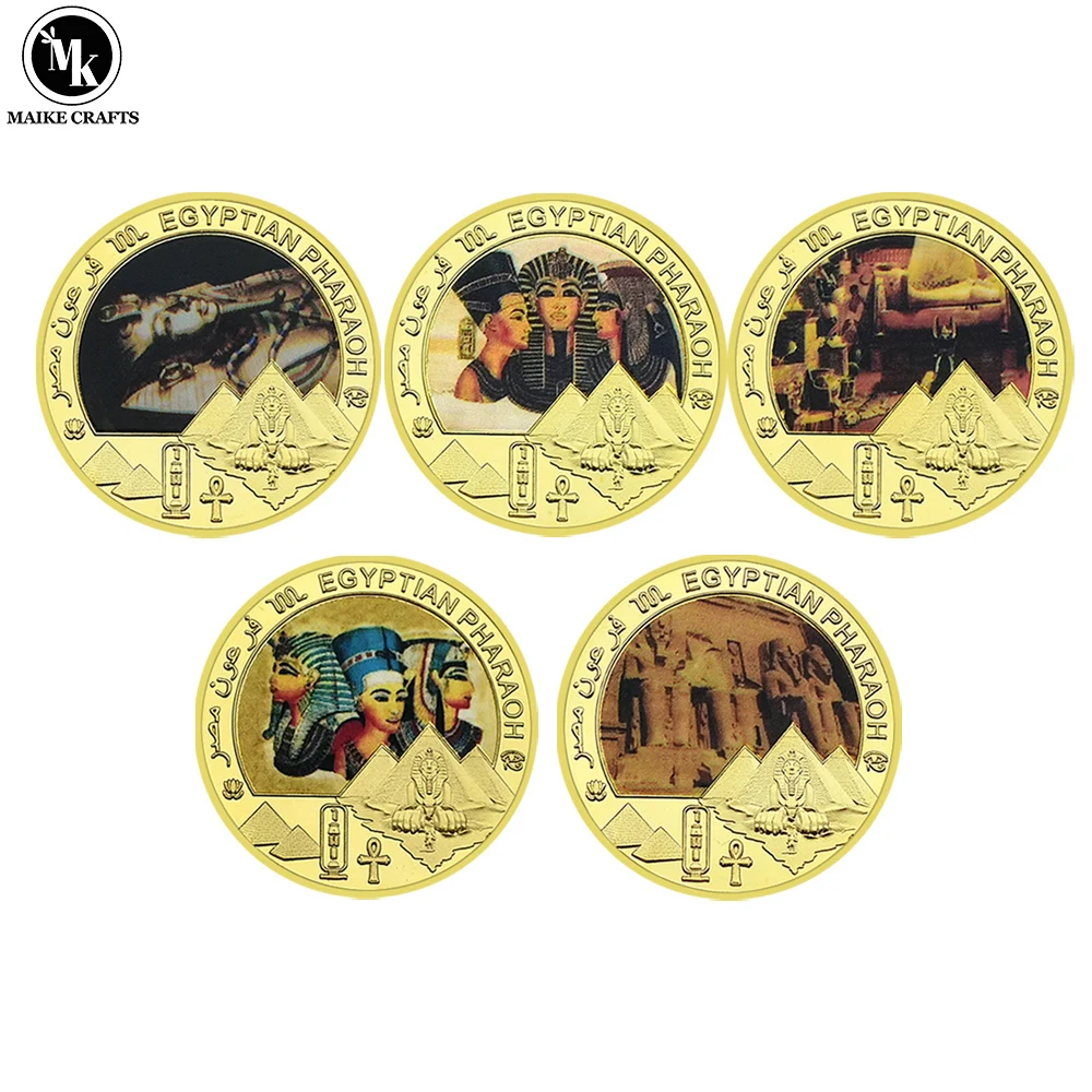 

Egyptian Pharaoh Commemorative Coin Gold Plated Egyptian Mythology Series Challenge Coin Collection Holiday Gift