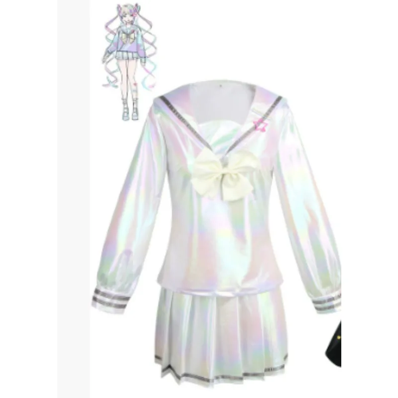 Hallowmas COS NEEDY GIRL جرعة زائدة كانجيل تأثيري لوليتا أحذية معطف تنورة موحدة الليزر اللون التنانير الشريط شعر مستعار