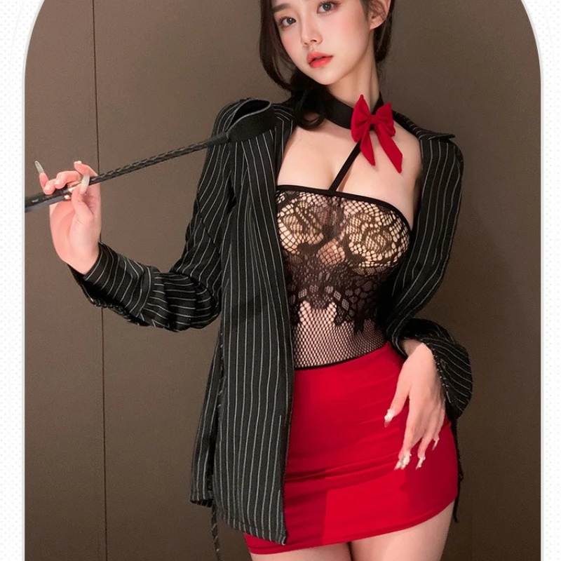 

Sexy Mesh Dress Set Role-playing Secretary Erotic Lingerie Perspective Seductive Costumes Office Cosplay Uniform Temptation New