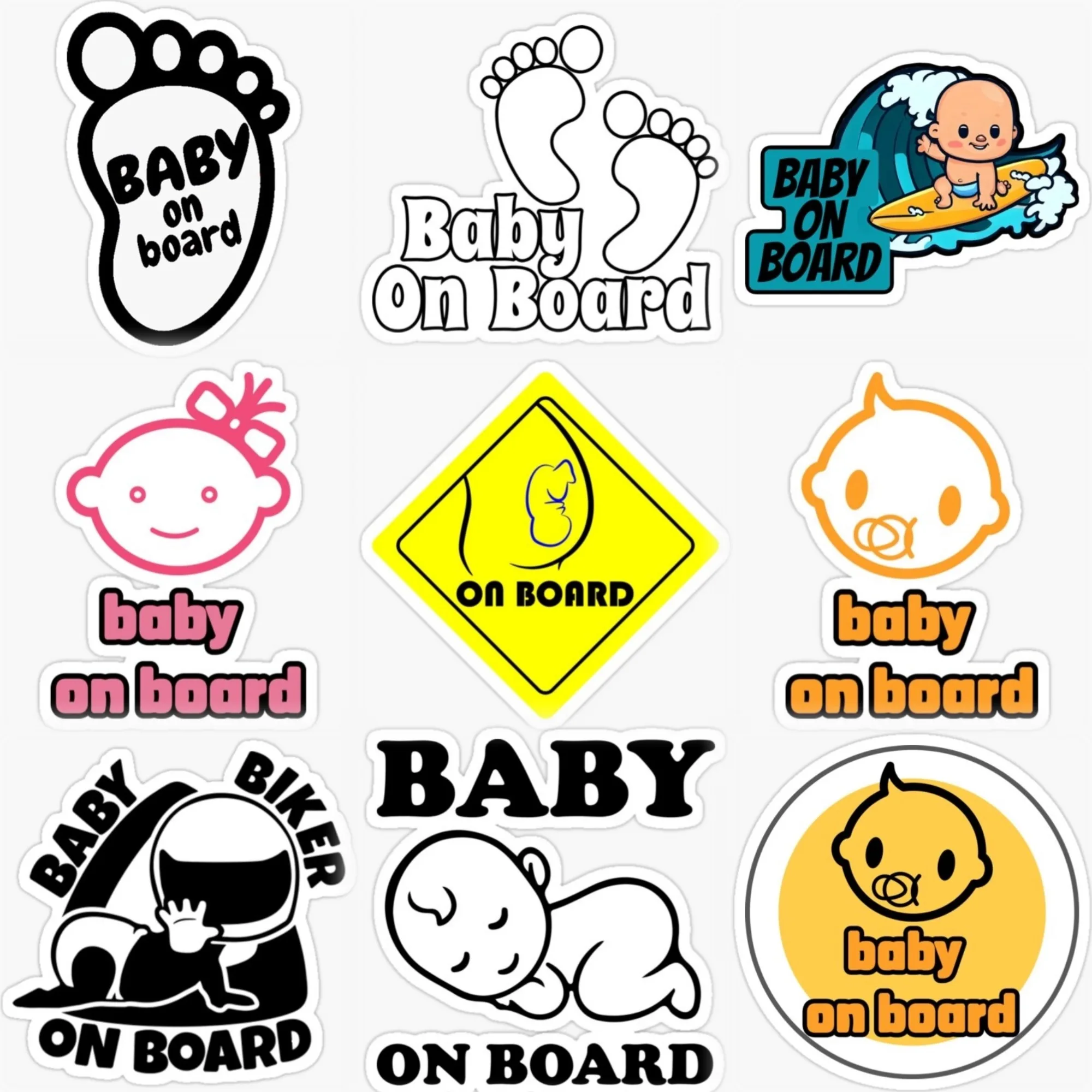 

Creative Baby on Board Baby in Car Warning PVC Waterproof Sticker for Car Van Windshield Helmet Window Decal Accessories