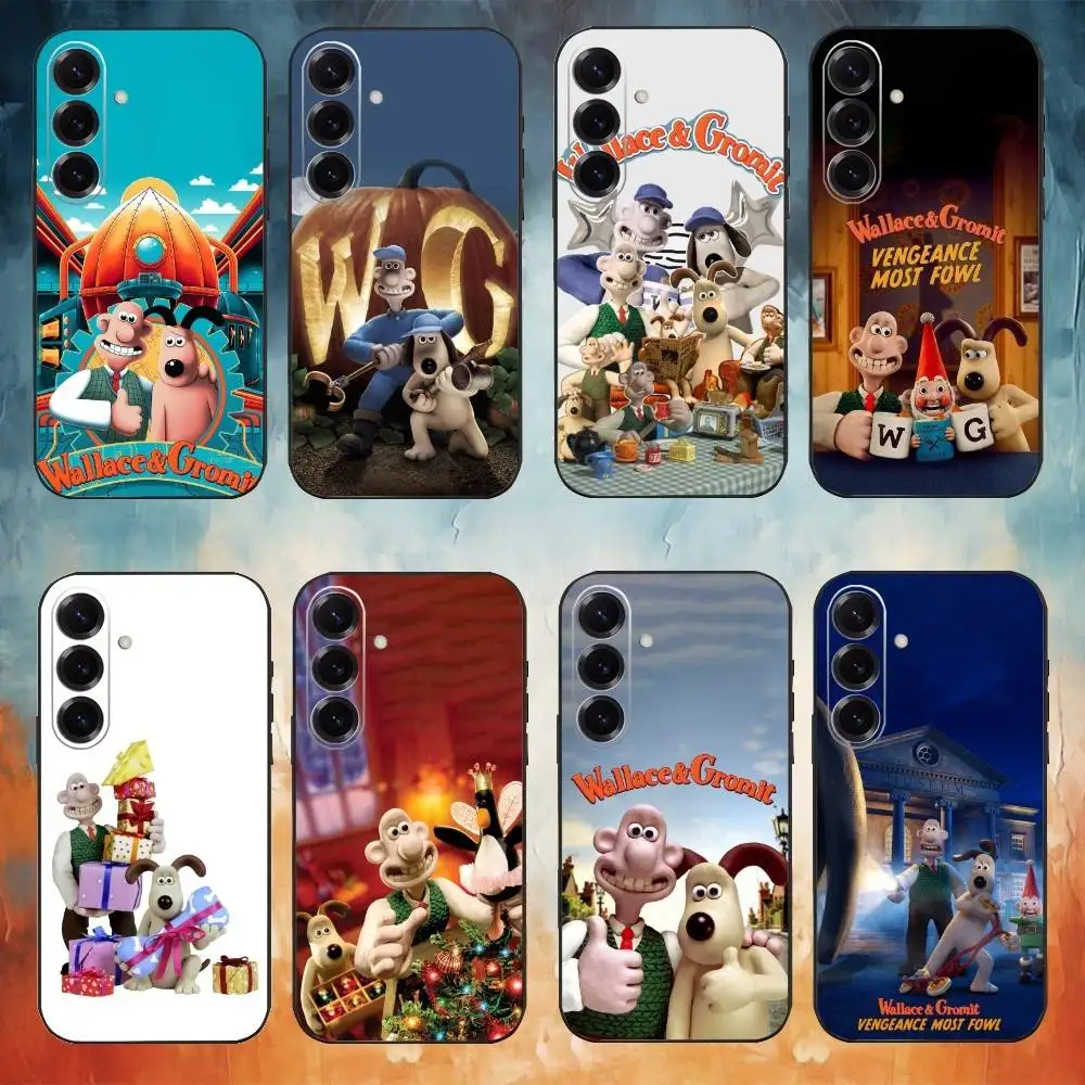 

Cute Cartoon W-Wallace and G-Gromit Phone Case For Samsung Galaxy A73,A72,A71,A70,A53,A52,A51,Others Soft Black Cover