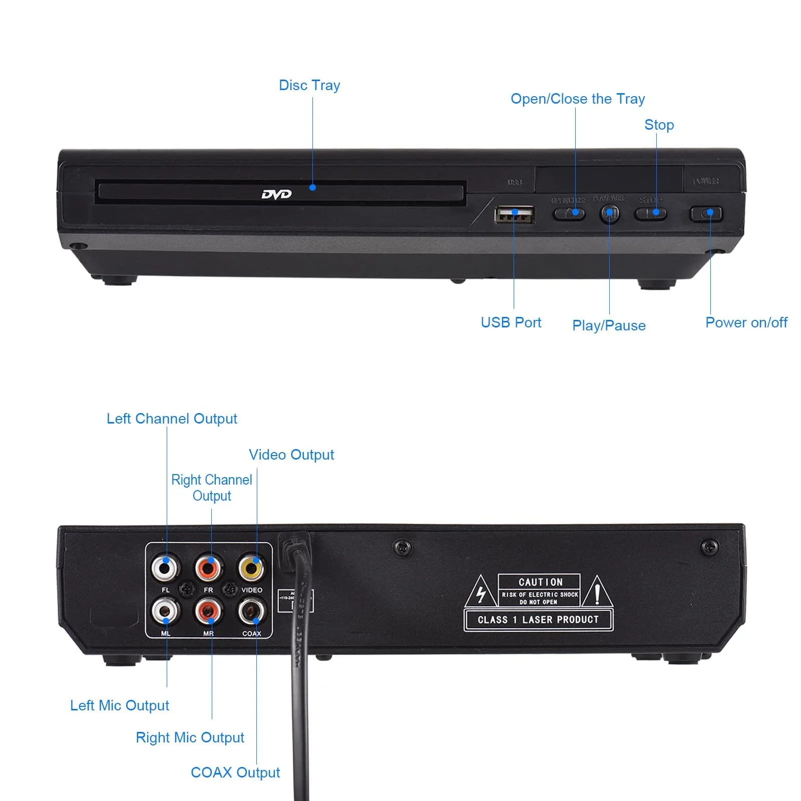 DVD-225 Pemutar DVD Rumah Pemutar DVD CD Disc Pemutar Multimedia Digital Output AV dengan Remote Control