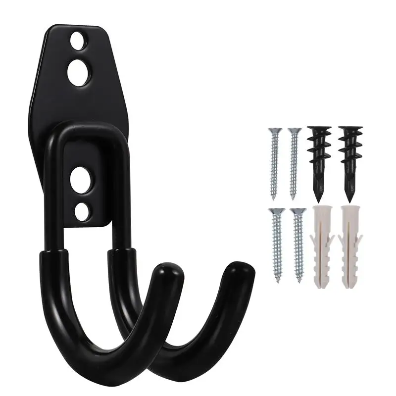 1/2/4Pcs Heavy Duty Metal Hook Gardening Bracket Organizer Wall Mount Bicycle Hanger Black Wall Mount Anti-Slip Storage Hook