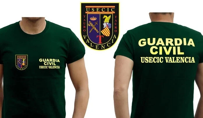 España USECIC Valencia Guardia Civil Camiseta Manga Corta Casual 100% Algodón Camisas