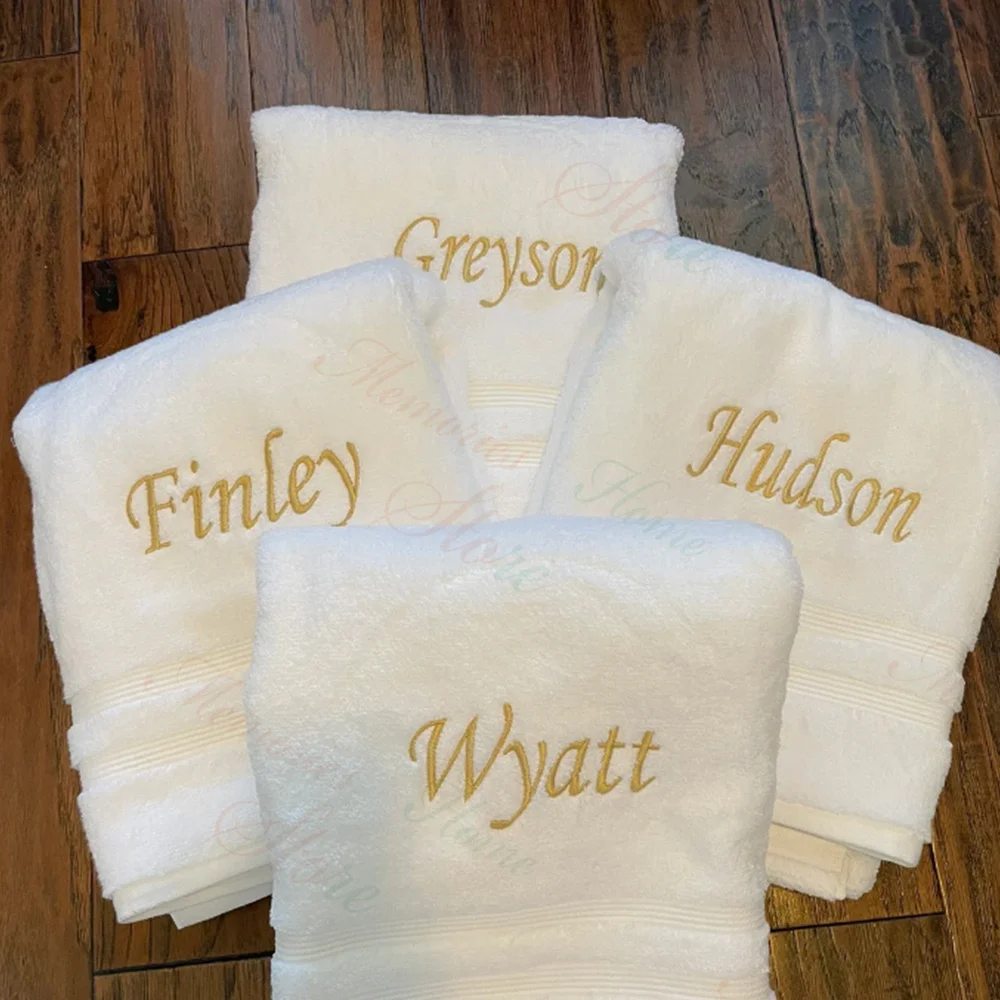 

Embroidered Hand Towel Personalized Name Bathroom Monogrammed Handtowel Wedding Birthday Gift Towel Set Custom Name Cotton Towel