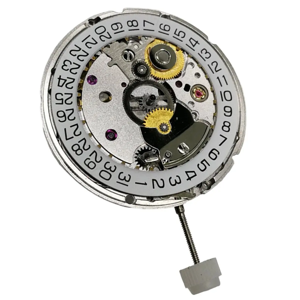 Y932A~!#2824-2 Automatic Mechanical Movement Parts, Gold/White, Single Date At 3 O'Clock, Mechanical Watch Movement Parts Silver