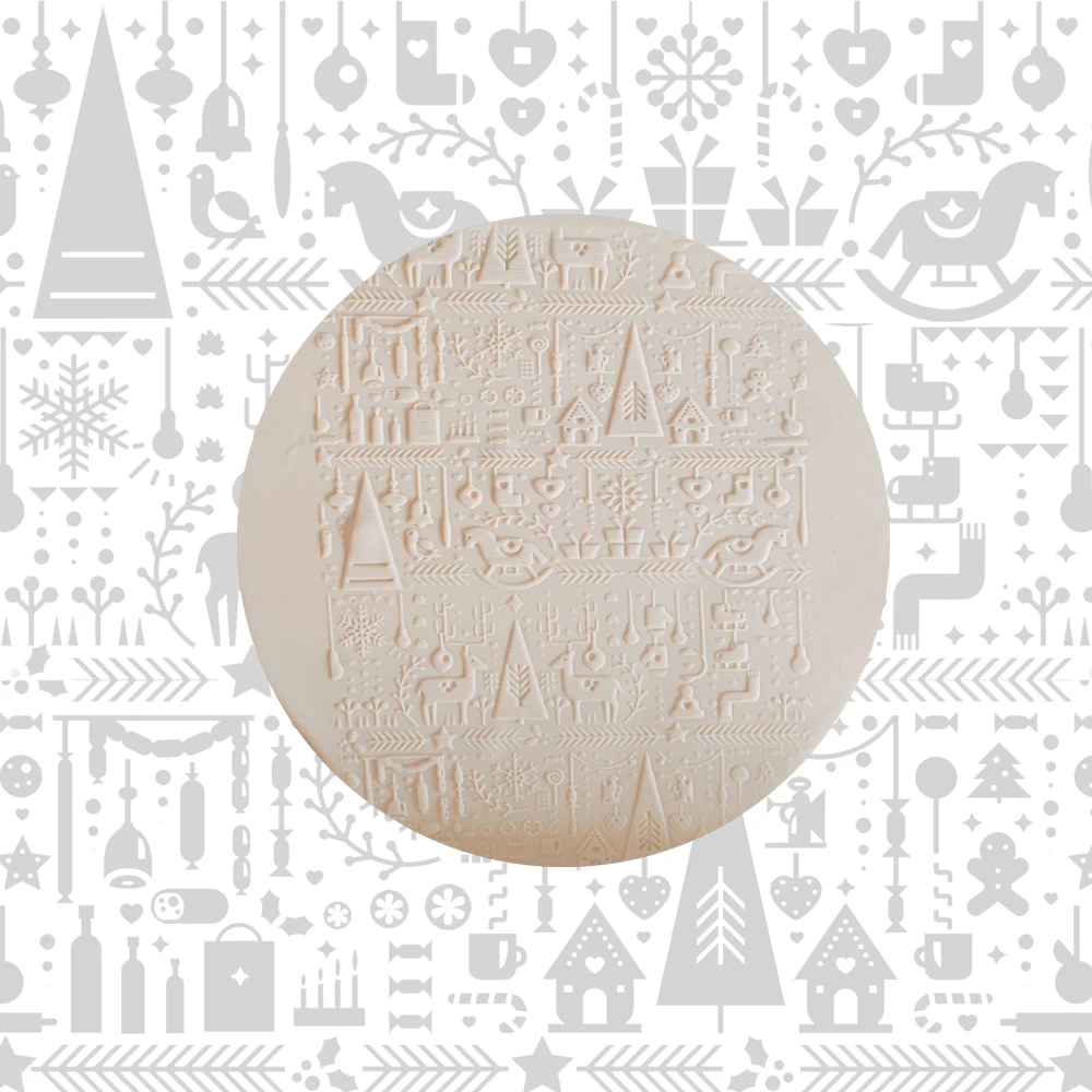 Laser Engraved Clay Christmas Embossed Rolling Pin, Tube Art Project Tools, Baking Cookies, Biscuit, Fondant Cake