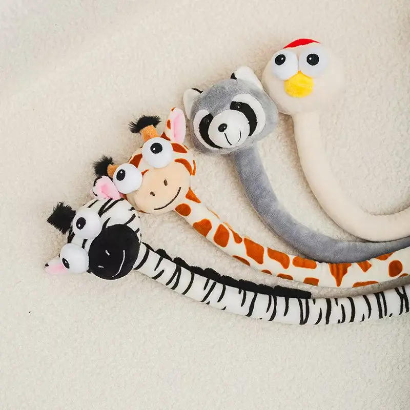 50 cm lange Tiere mit langem Hals, lustige Zebra-, Waschbär- und Giraffen-Vorhang-Deko-Requisiten, kleine Geschenke