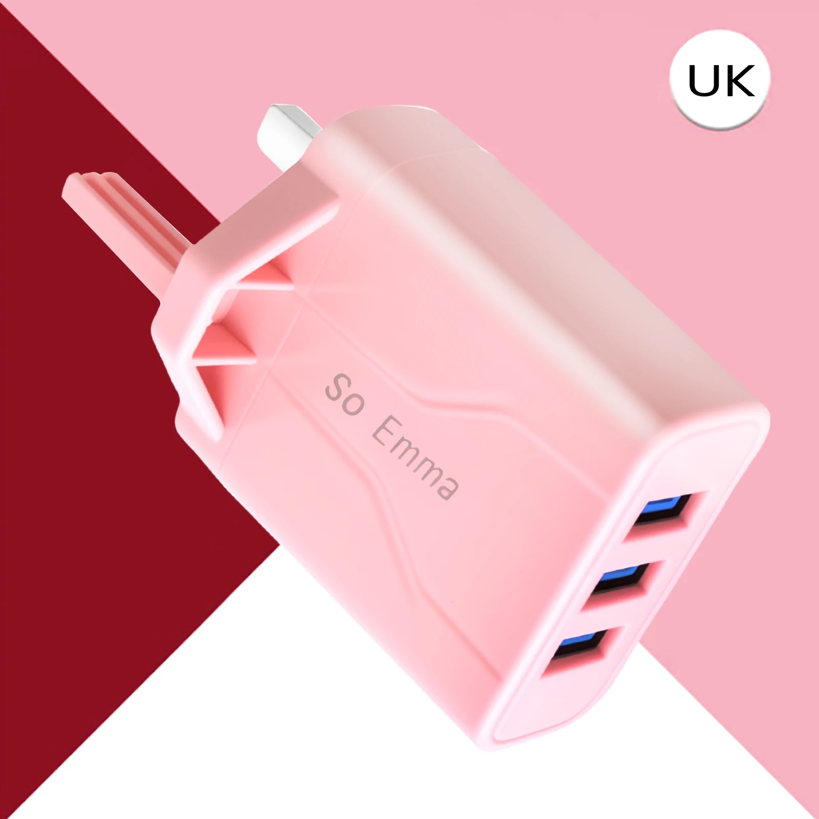 شاحن حائط USB ذو 3 منافذ، محول طاقة USB متعدد لهواتف iPhone وAndroid والهواتف المحمولة والكاميرات وMP3 وما إلى ذلك في المملكة المتحدة