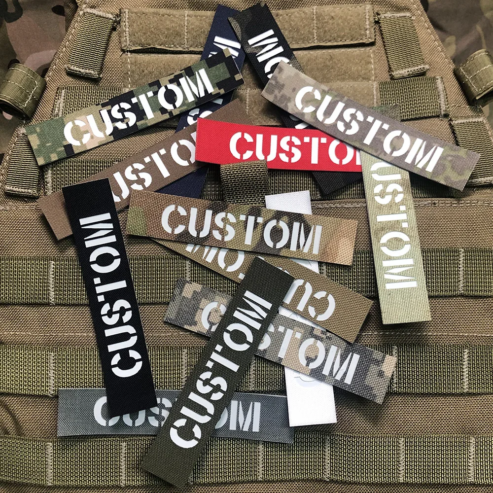 Custom Laser Cutting Luminous Patch Name Tapes White Letters Twoline Morale Tactics Military Airsoft