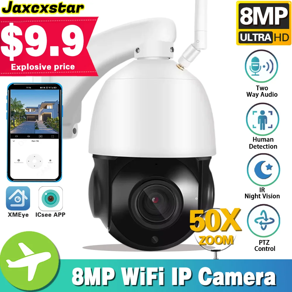 

8MP Wif PTZ IP Security Camera Outdoor 2 Way audio CCTV Speed Dome Camera Video Surveillance System 4K Wireless 50X Zoom ICSEE