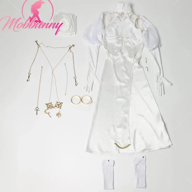 Mobbunny Nun Cosplay Costume Women Sexy Lingerie Set Hollowed Halter Dress and Veil with Thigh Socks and Earrings