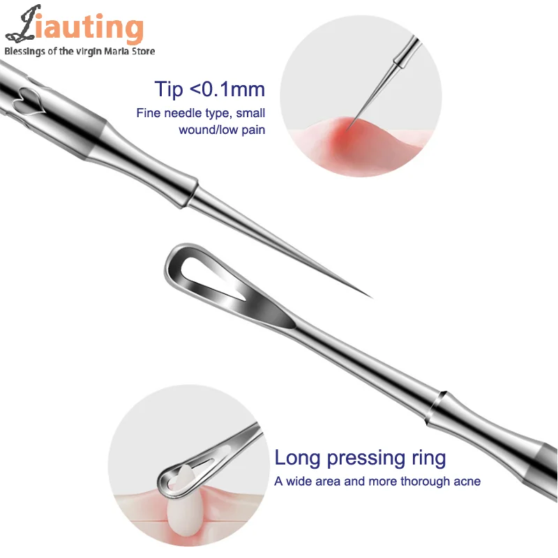 Blackhead Remover สิว Popper เครื่องมือเข็มสิวถอด Treatment Whitehead Popping Zit จมูก Face Blemish EXTRACTOR Cleanser