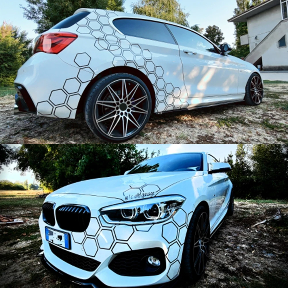 Samochodowe naklejki o strukturze plastra miodu z grafiką PVC Auto Decor Tuning Naklejki samochodowe Naklejki boczne do BMW Ford Kia Renualt Hyundai Fiat Subaru