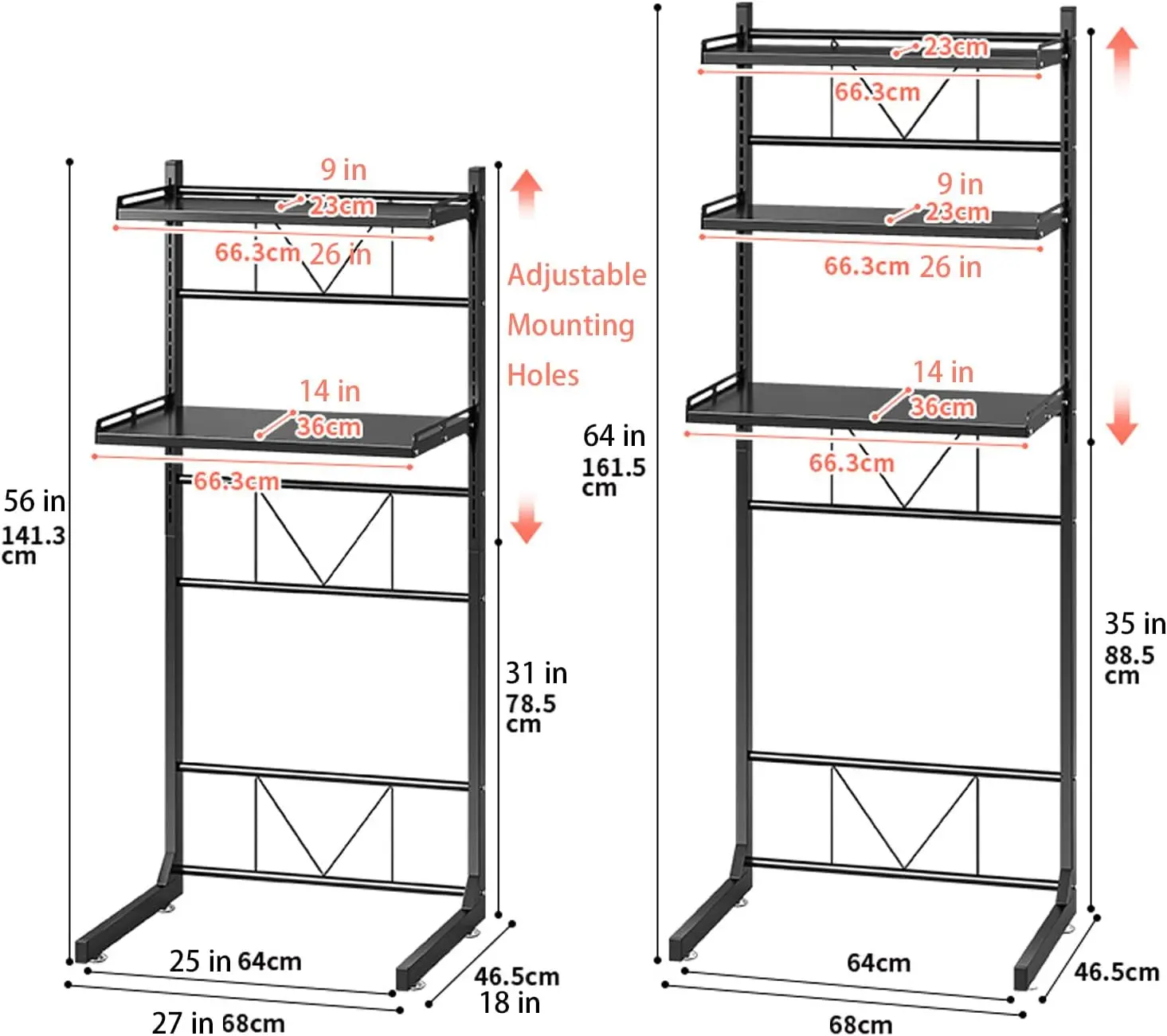 Adjustable Freestanding Modern Non-Folding Toilet Organization Storage Rack Laundry Shelf Bathroom Space-Saving Washing Storage