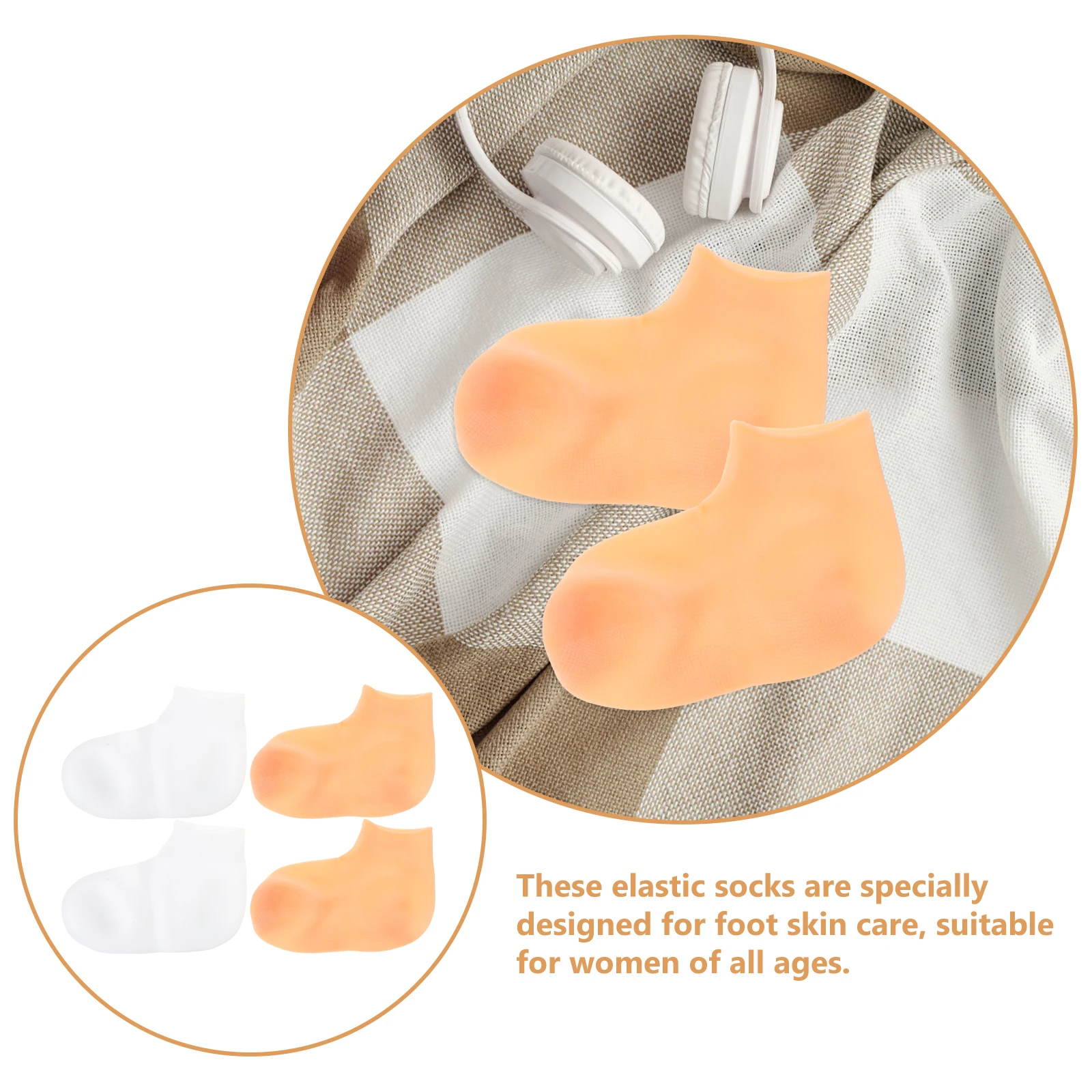

4pcs 2Pairs ExfoliatingSocks White Beige SSkinCare FootMoisture SpaLotion Covers CrackedHeel Repair Tools
