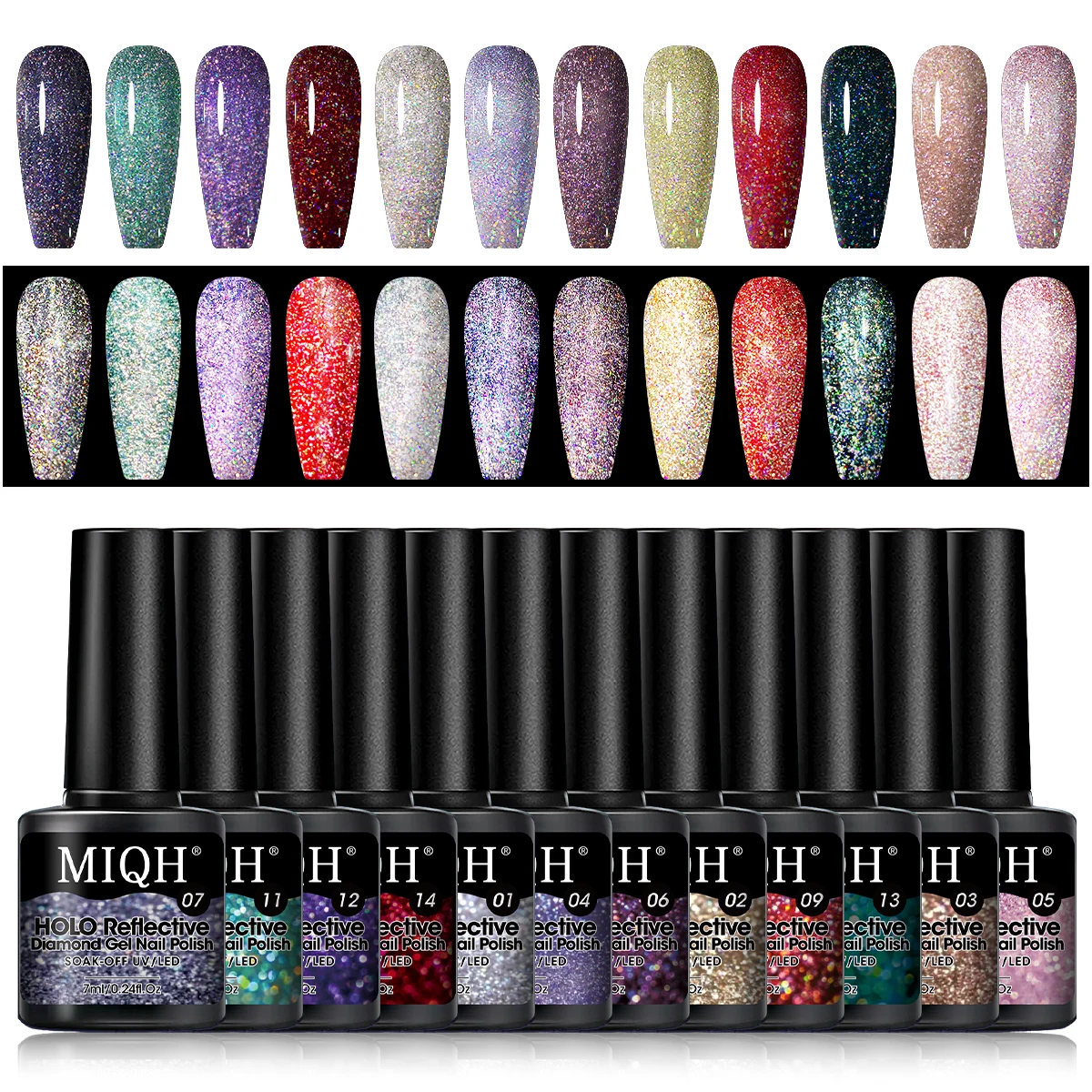 

Набор из 12 красочных блестящих гель-лаков для ногтей — уникальная текстура луковой пудры, применяется к гладкому и стойким цветом, perfec.