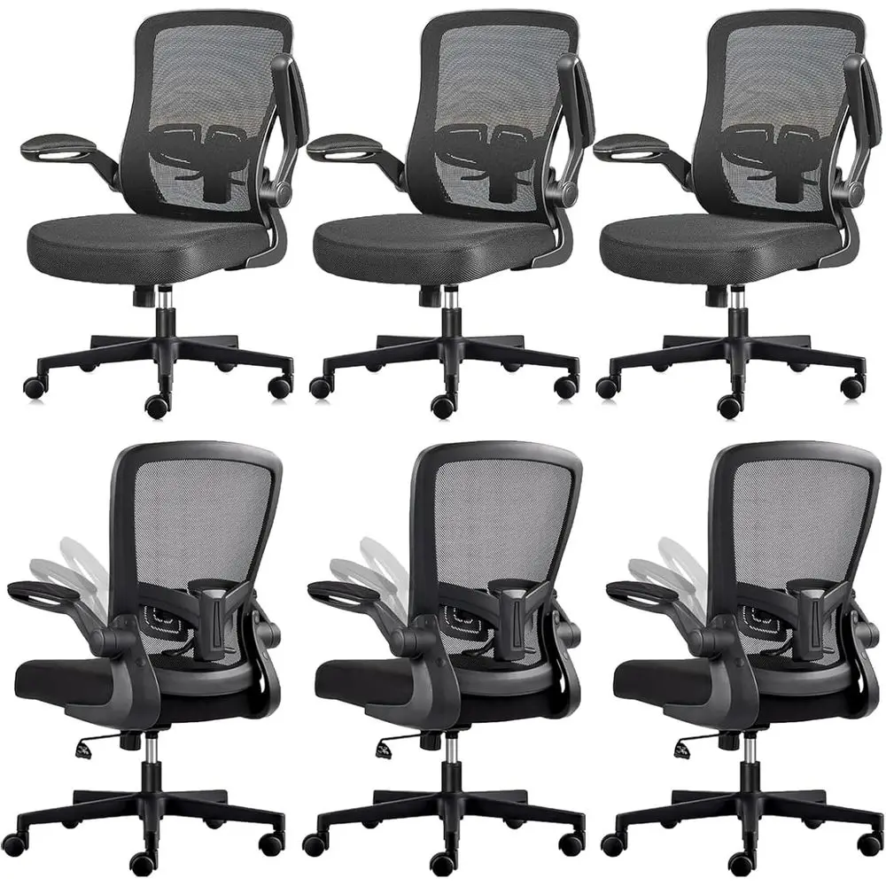 

Ergonomic Mesh Desk Chair with Lumbar Support, Adjustable Armrests, and Swivel Wheels for Office/Home Use, Black (6 Pack)