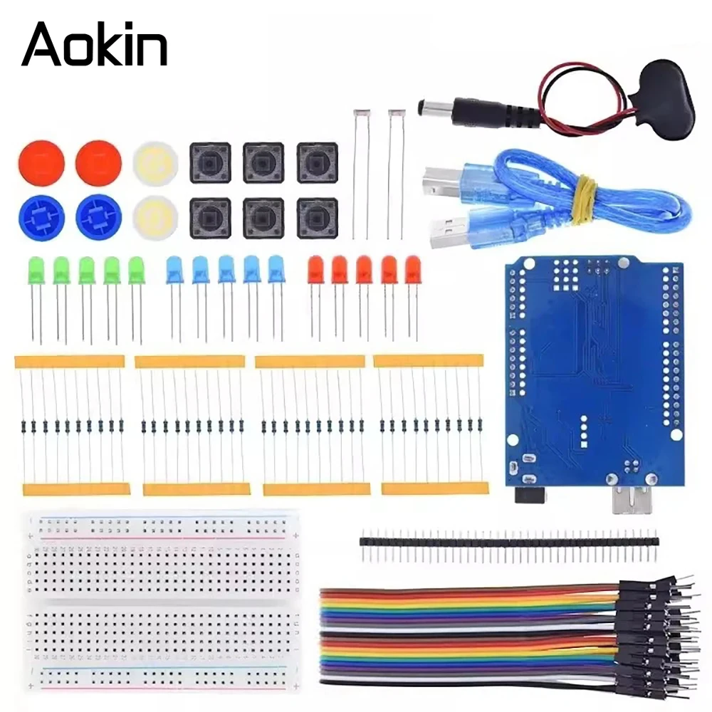 Starter Kit For UNO R3 Mini Breadboard LED Jumper Wire Button For Arduino Diy Kit School Education Lab