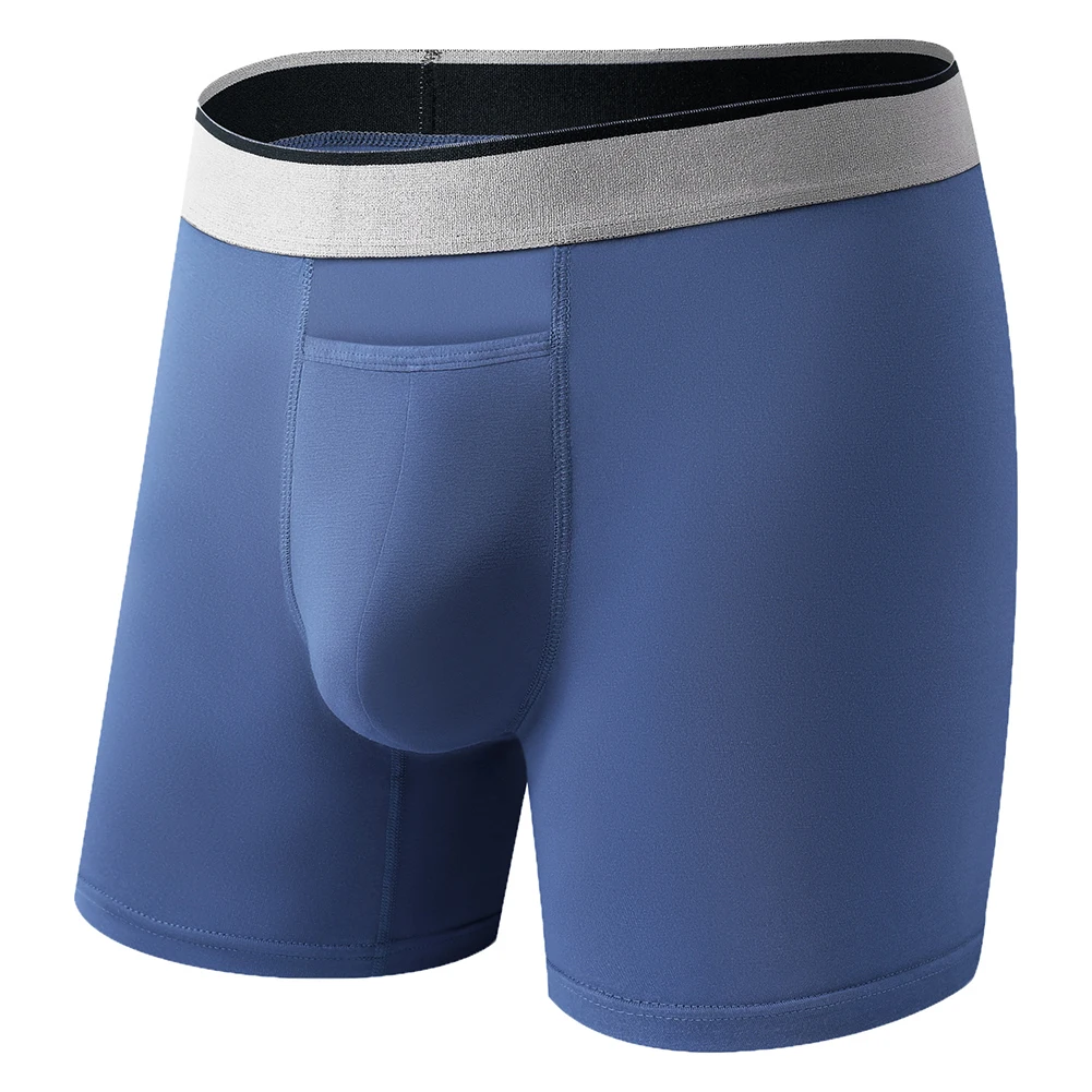 Men Long Leg Shorts Soft Upper Opening Pouch Boxers Sports Breathable Underwear Quick Drying Long Leg Underpants