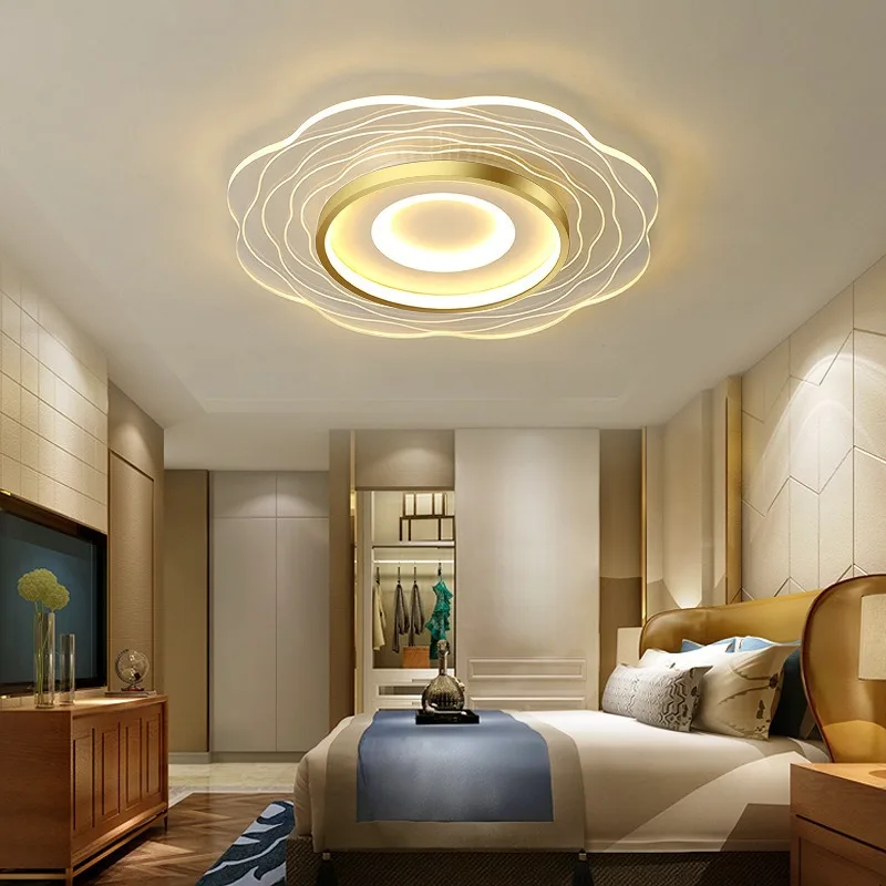 Bedroom ceiling light modern simple warm thin creative intelligent flower-shaped living room dining light