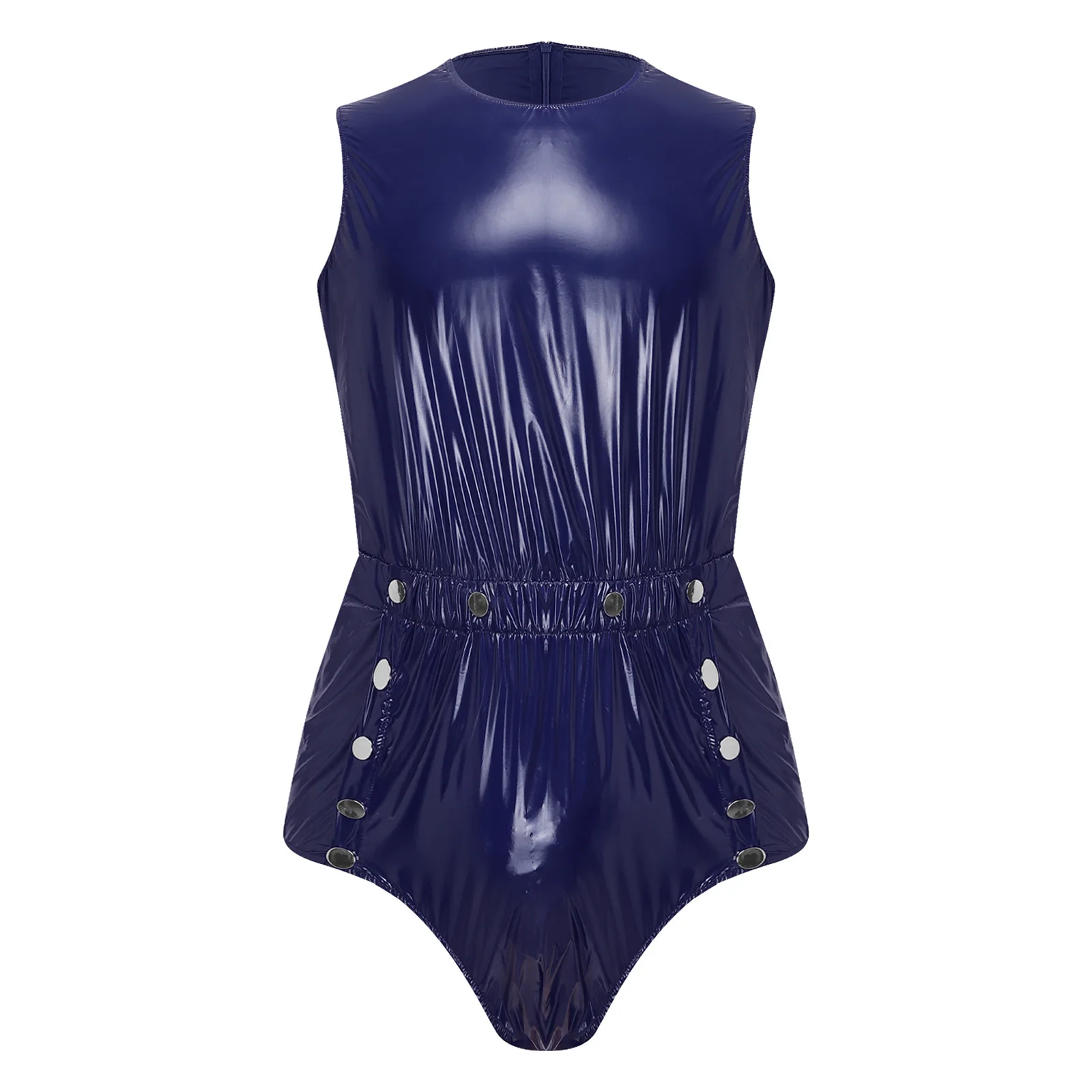 Adult Waterproof Washable Bodysuit Diaper Cover Glossy PU Leather Jumpsuit Elderly Bedridden Adaptive Romper Swimwear Clubwear