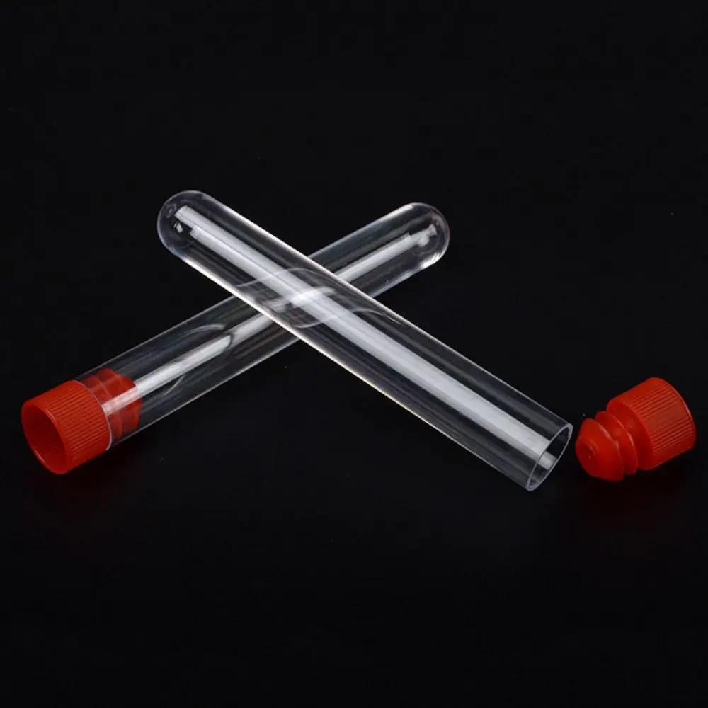 With Screw Cap Plastic Test Tubes Clear Transparent Laboratory Test Tubes Plastic Round Bottom Transparent Test Tubes School Lab