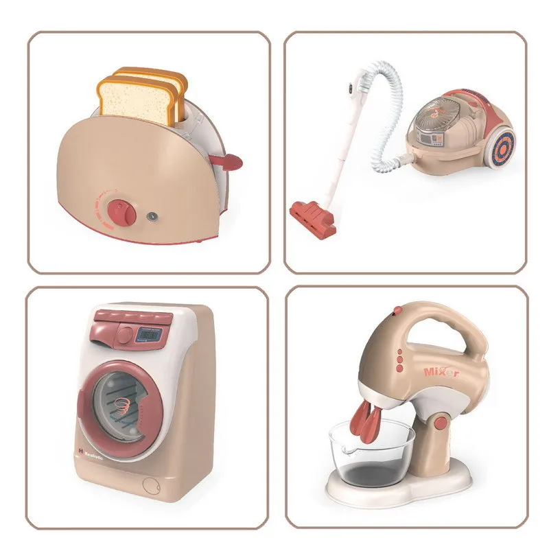 Doe alsof Keuken Speelspeelgoed Elektrische stofzuiger Waterveger Huishoudelijke sapcentrifuge Dispenser Wasmachine met licht gereedschap Kinderen