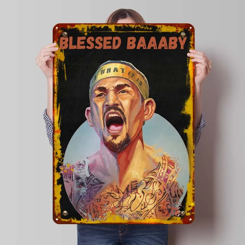 Max Blessed Holloway Mma Tinplate Sign Sports Poster Vintage Room Decor Men Custom Metal Signs for Wall Art Decoration Retro