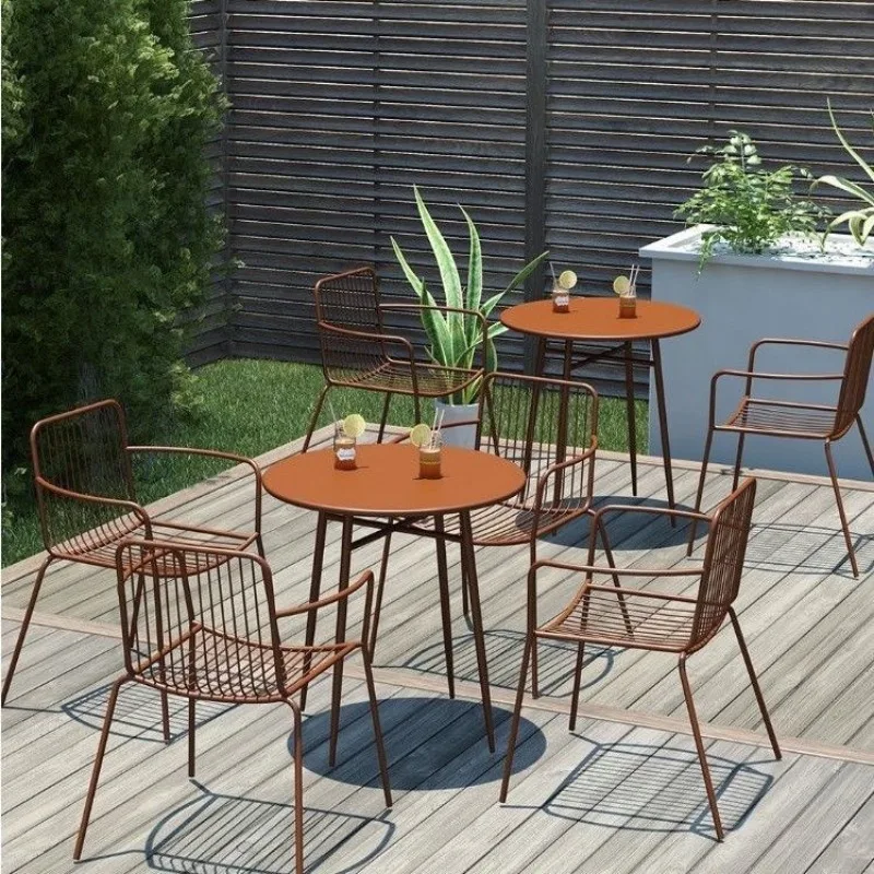 Nordic outdoor tables chairs iron art leisure outdoor courtyard balcony tea shop coffee shop waterproof tables chair combination