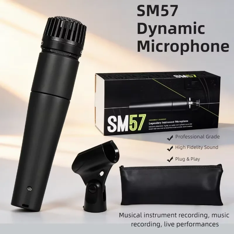 Microfone Dinâmico Cardioide SM57 Unidirecional para Instrumentos, Ideal para Bateria, Guitarra, Amplificador, BBOX e Estúdio de Gravação - Oferta Imperdível