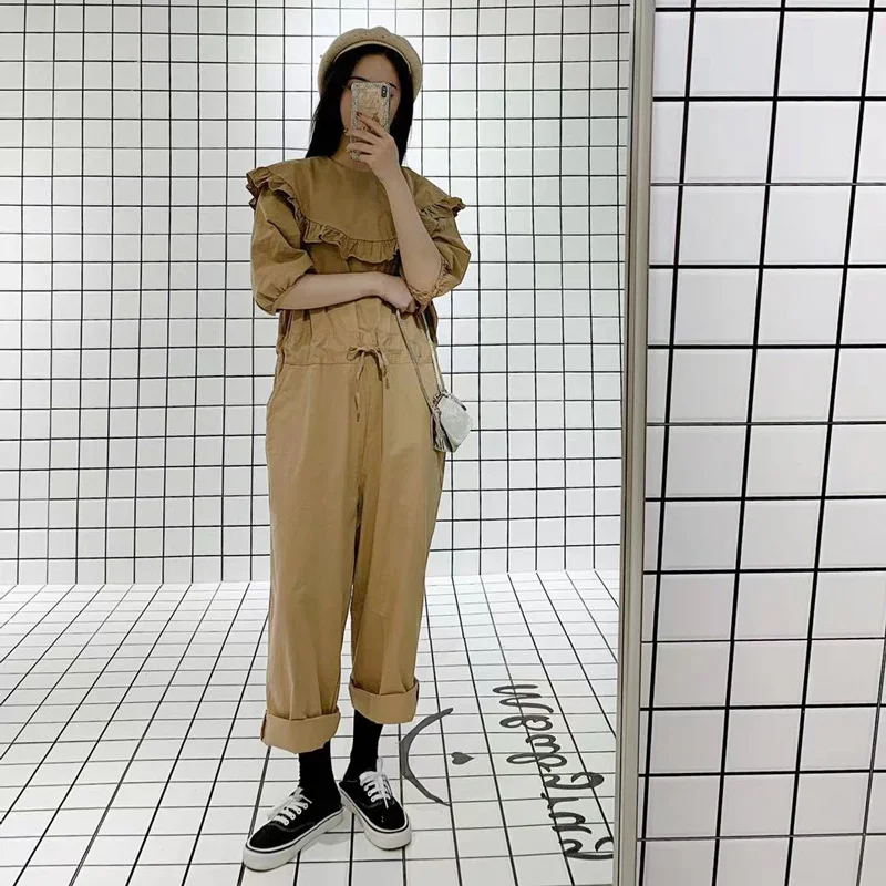 2024年夏 ファッション ワイドレッグパンツ カジュアル 多用途 ルーズ 通勤 ワークウェア トラウザーズ オリジナル シンプルデザイン レディースジャンプスーツ