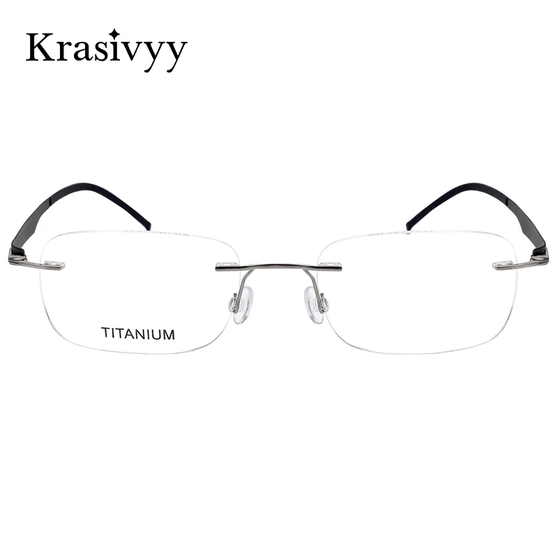 Krasivyy Screwless Pure Titanium Rimless Glasses Frames Men Square Ultralight Prescription Eyeglasses Women New Optical Eyewear