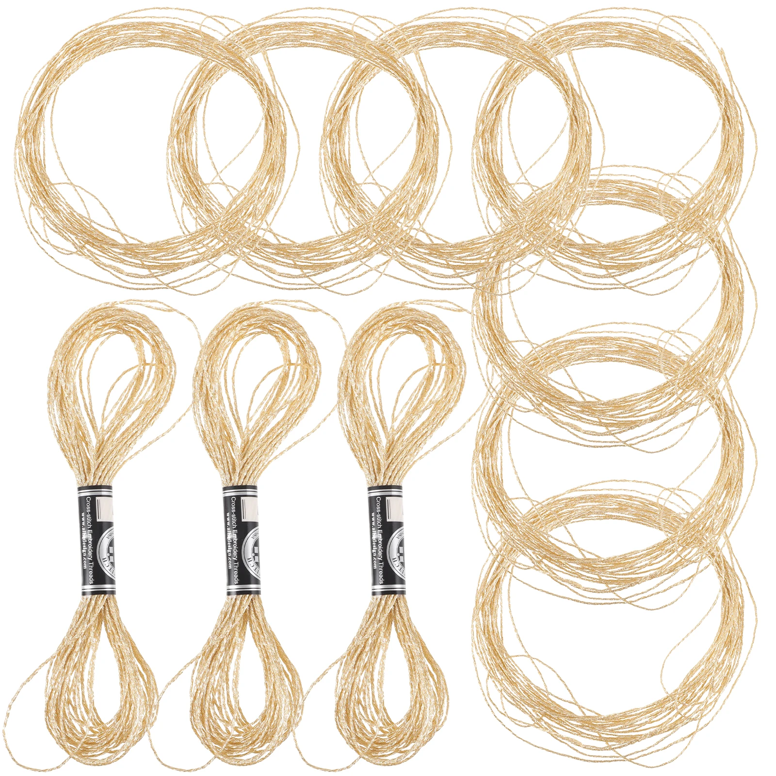 

12pcs Metallic Sewing Thread Set Glittery Polyester Embroidery Craft Needlework Elastic Band Household Helper