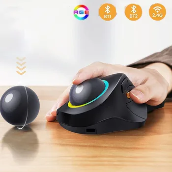 SeenDa Bluetooth RGB Trackball Mouse 2.4GHz Wireless Finger Control Rechargeable Ergonomic Backlit Rollerball Mice for Mac iPad