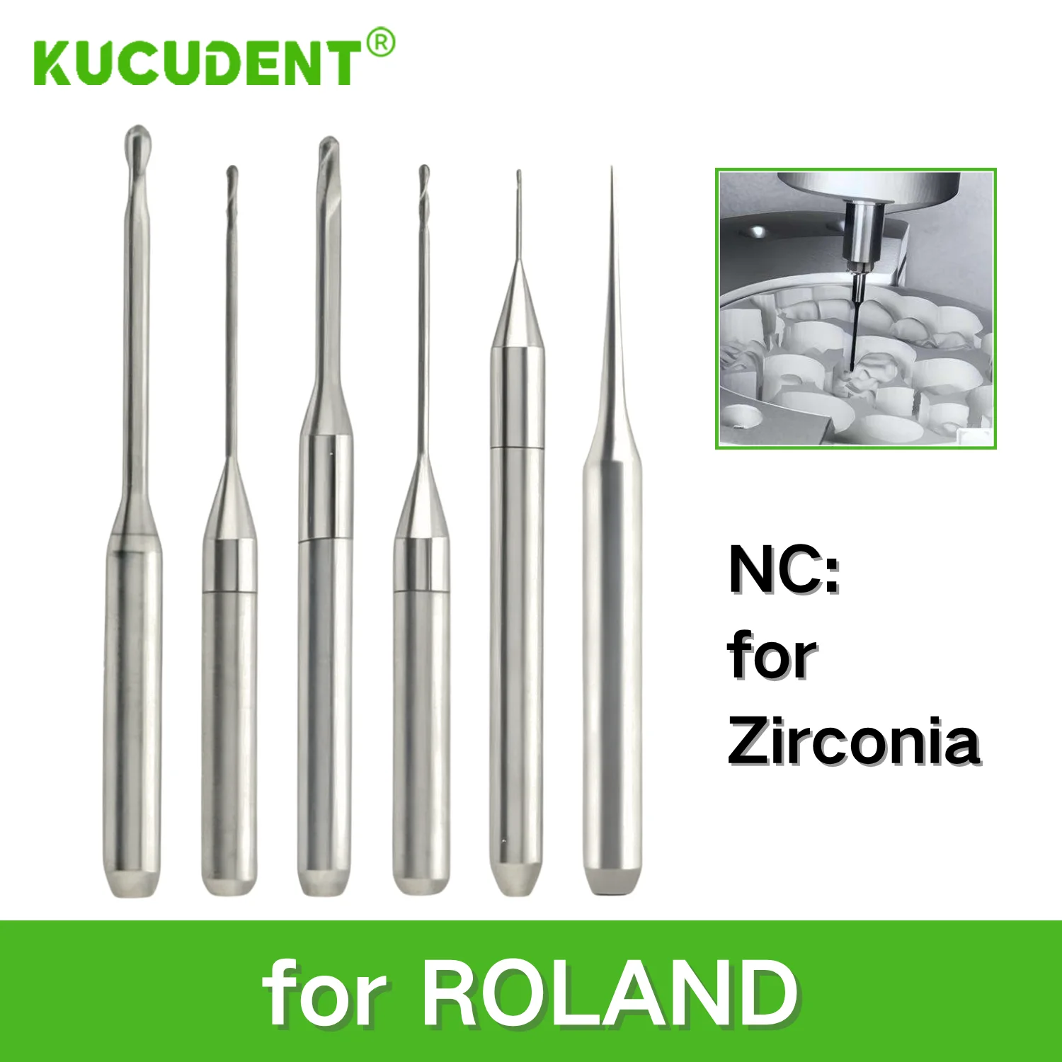 

KUCUDENT для Roland 50, стоматологические фрезерные боры с ЧПУ 0,3-2,0 мм, лабораторные шлифовальные сверла из карбида вольфрама для прододонтии серии DWX