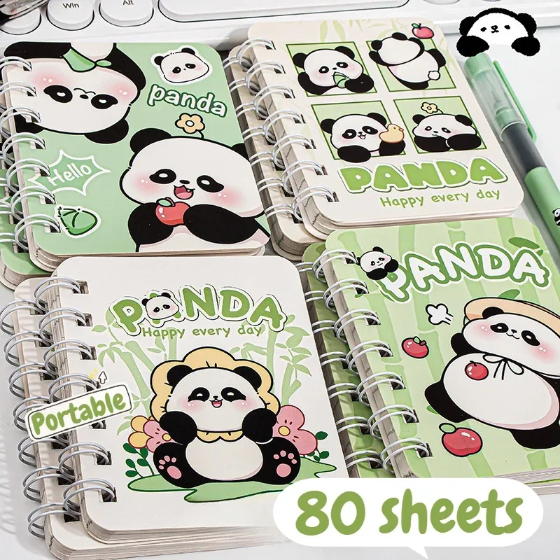 1 unidad de diario Panda Flip Coil libro espiral libro de dibujos animados Mini cuaderno Kawaii tamaño A7 cuadernos de bolsillo accesorios de oficina