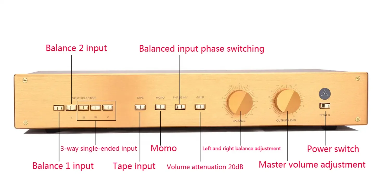 BRZHIFI Classic Gold Clone FM255 HiFI High Power Audio Preamp Stereo Preamp Home Speaker Audio System