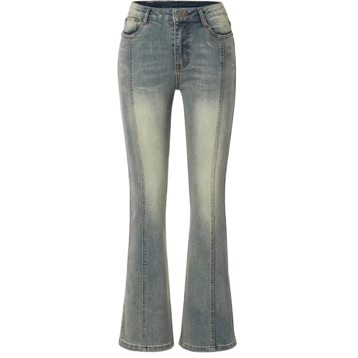 Jeans sexy slim fit Bell Bot Retro American Waed out Pantaloni in denim elasticizzati a vita alta Pantaloni lunghi casual con controllo della pancia