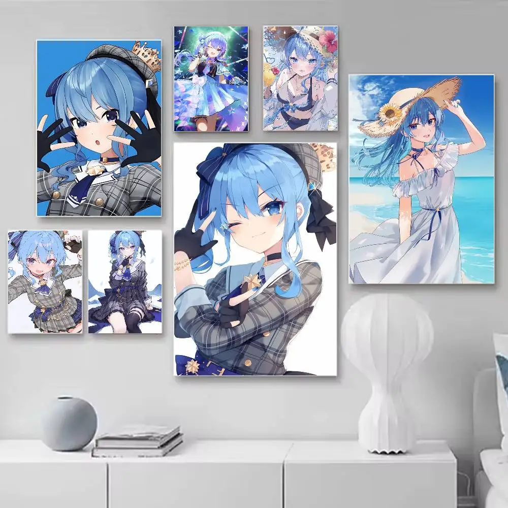 Virtual Idol Anime Girl H-Hoshimachi S-Suisei Poster HD Self Adhesive Waterproof Wall Art Ideal for Home Office Dorm Gift