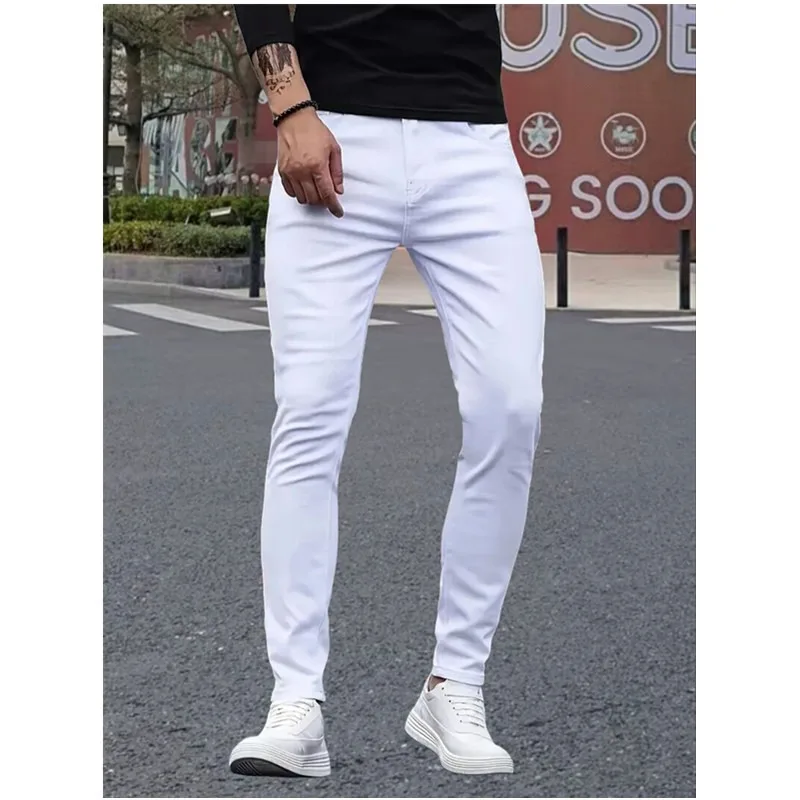 

Men's Jeans White Stretch Skinny Fit Long Pants Casual Denim Trousers Spring Summer All Season Comfort Trendy Modern Classic