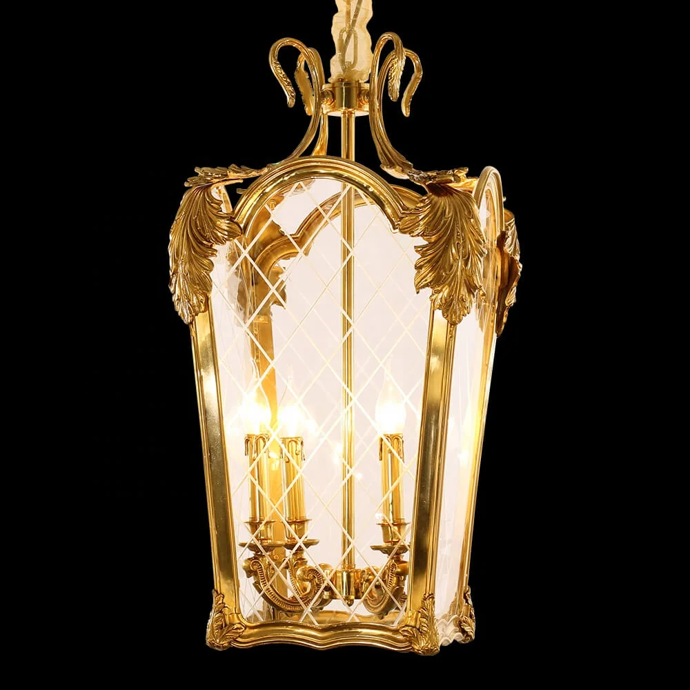 28 Inch Vintage Kitchen Island Dining Room Bedroom Gold Brass Lantern Pendant Light