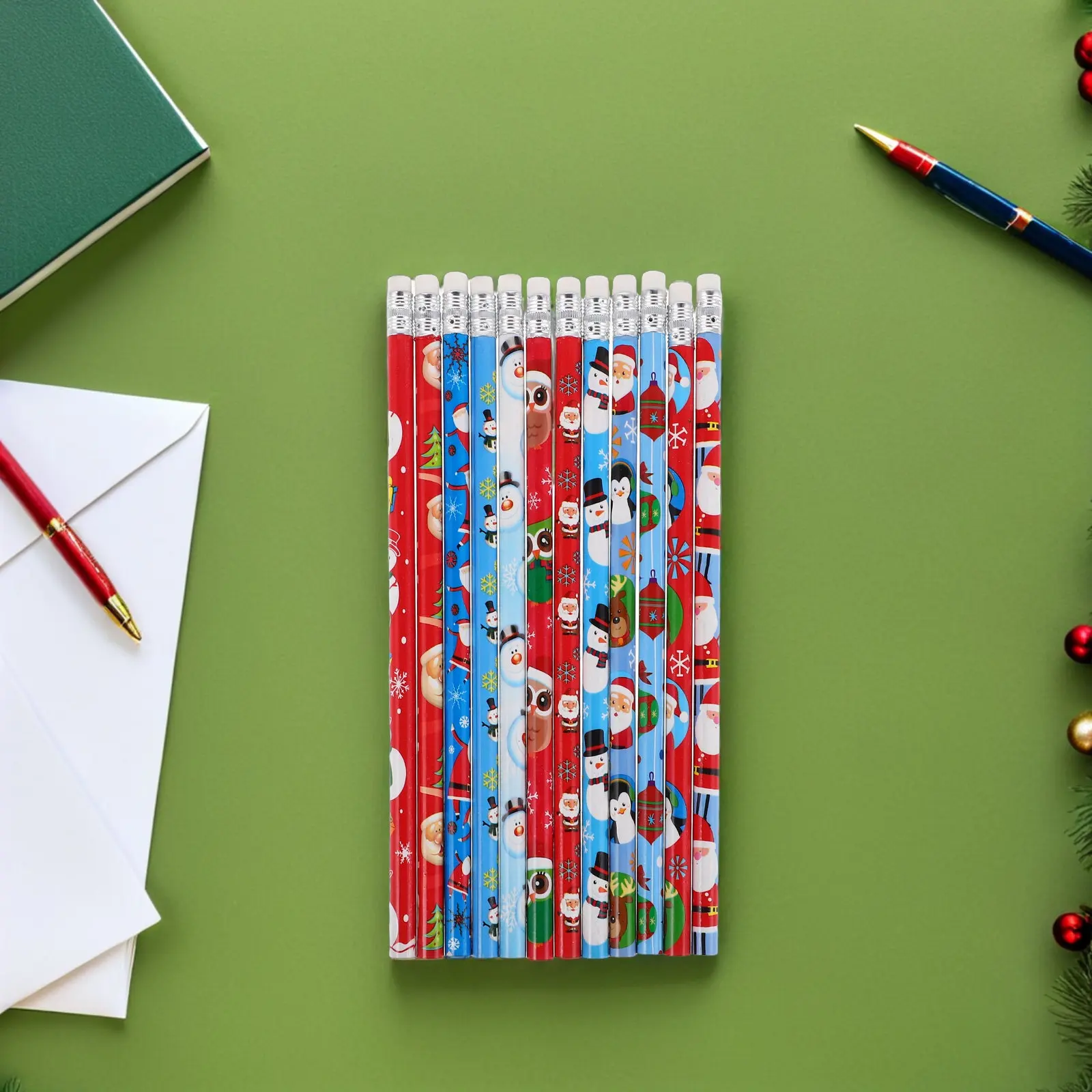 288 Pcs Christmas Gifts Cartoon Wood Pencil Elements Pencils Decorations for Favors