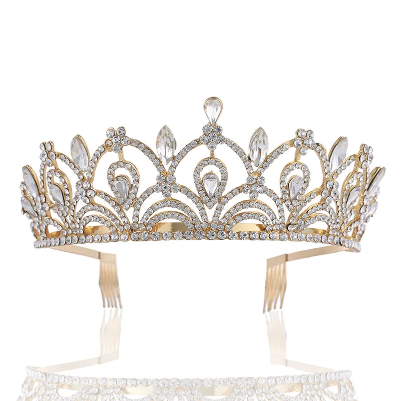 

Baroque Queen Crown Women Crystal Bridal Jewelry Tiaras And Crowns Rhinestone Pageant Diadem Party Weddings Hair Accessories