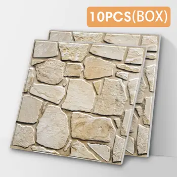 Snadná instalace, 30 x 30 cm, 10 ks, 3D PVC imitace kamene, vodotěsný nástěnný panel, samolepicí tapeta, obývací pokoj, nástěnná dekorace 8 nejlepší prodej Měkký nástěnný panel - №6