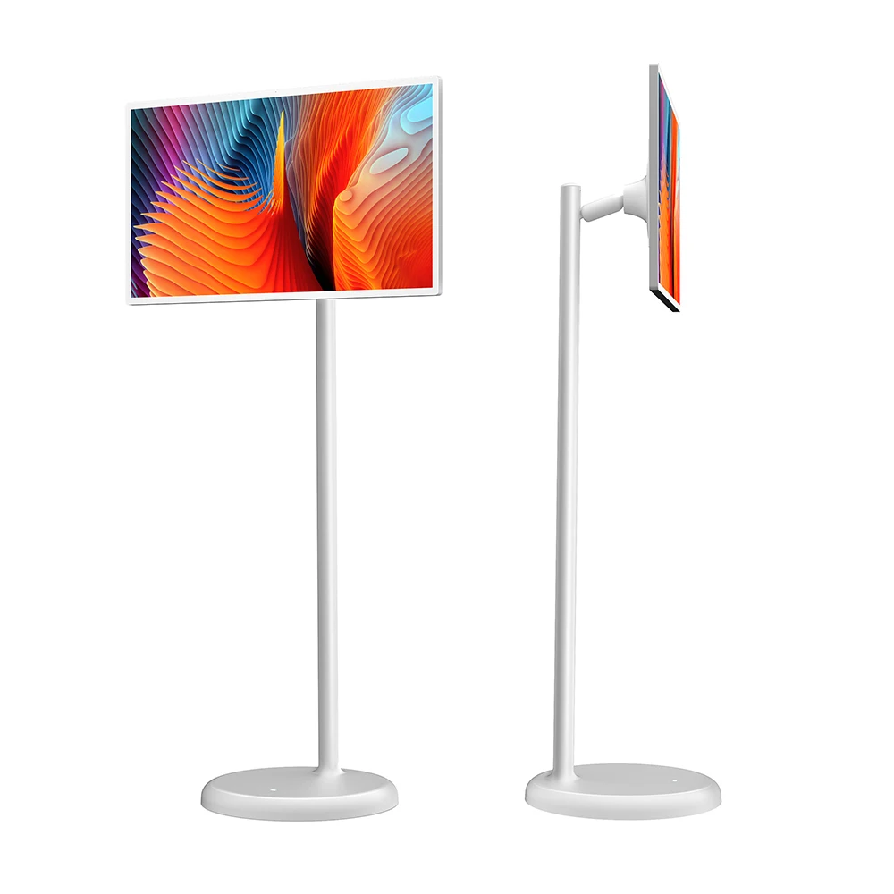 2024 Portable Android Smart 32-Inch White LED Backlight LCD TV Fitness Rechargeable 1080p Rotating Touch HD Smart TV Monitor