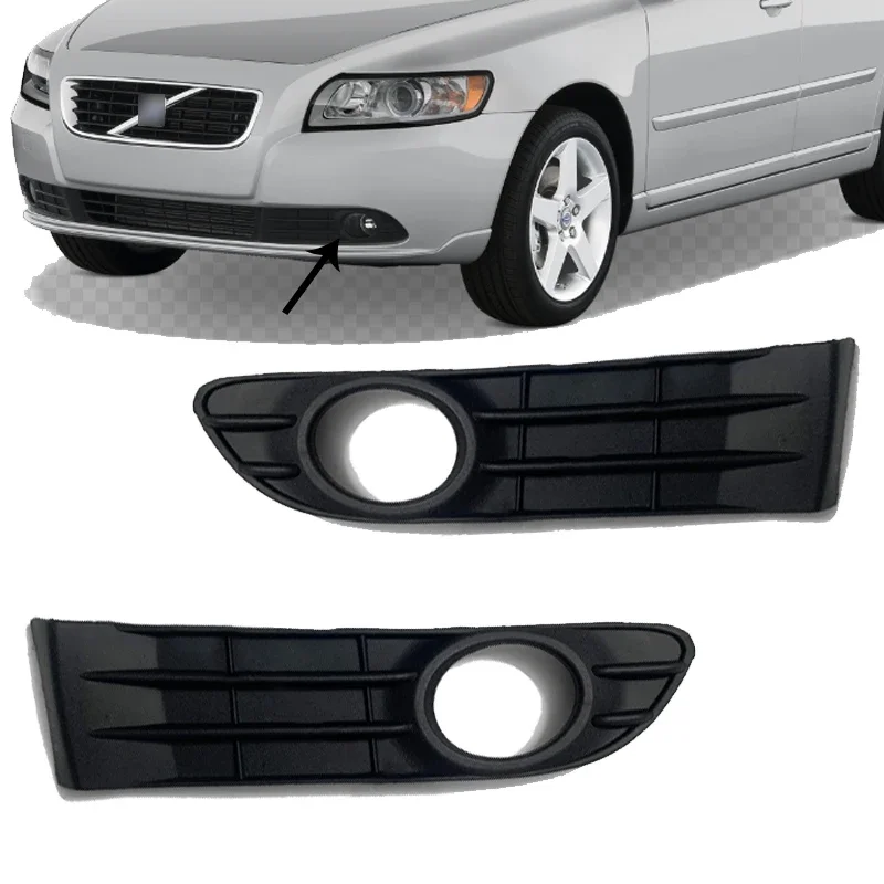 

Pair Left&Right Car Front Bumper Grille For Volvo S40 2008 2009 2010 2011 2012 Fog Light Grille Cover 30744919 30744920