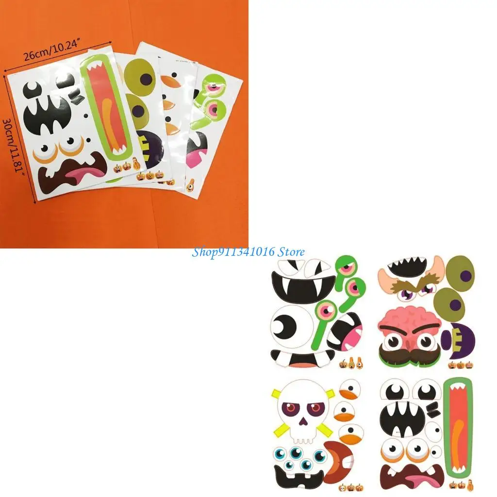 

Halloween Stickers for Kids Sticker Scrapbook Water Bottles Make a Face Sticker Sheets DIY Party Favor Supplies Craft